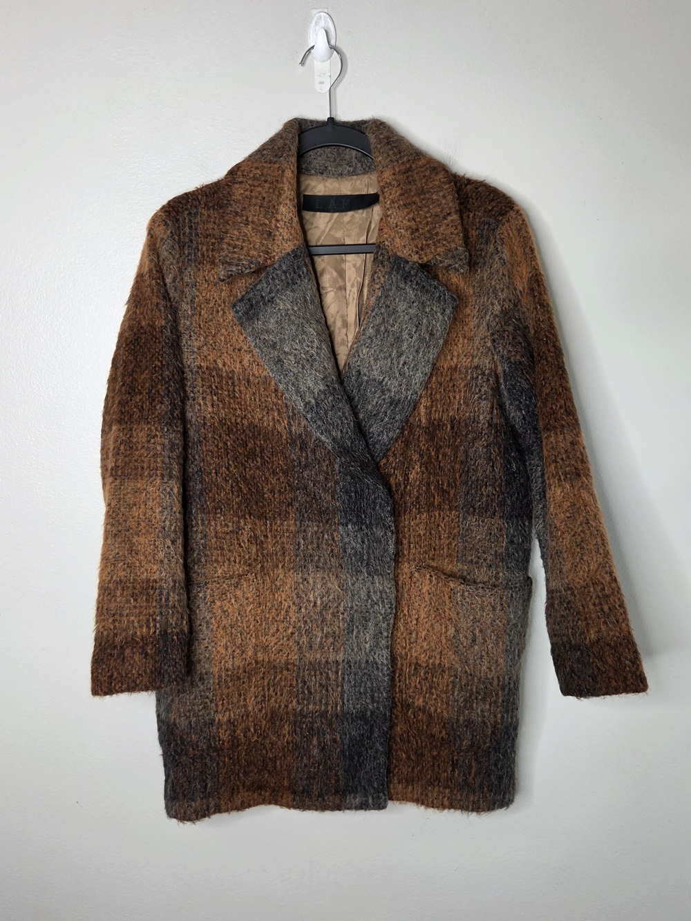 L.A.M.B. Wool/Alpaca Plaid Double Breasted Coat